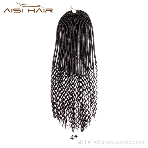 Aisi Hair Goddess Faux Locs Crochet Braids Hair Extensions Synthetic Curly End Faux Locks Braids Hairpieces for Black Women